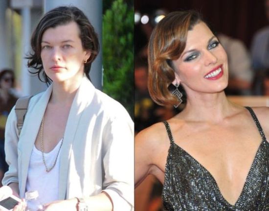Знаменитые женщины иностранного шоу бизнеса до и после макияжа (31 фото)